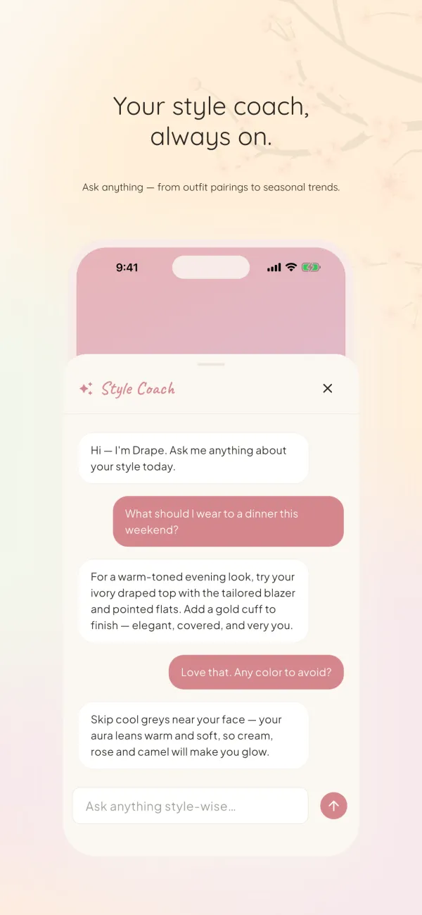 Drape: An AI Stylist Built From Your Own Closet screenshot 6