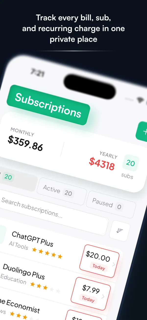 Pocket Ledger: A Subscription Tracker That Never Sees Your Bank Login screenshot 2